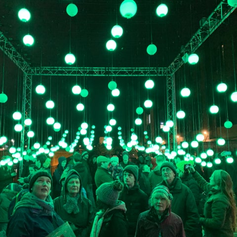 Coloured lanterns at Lumiere 2019
